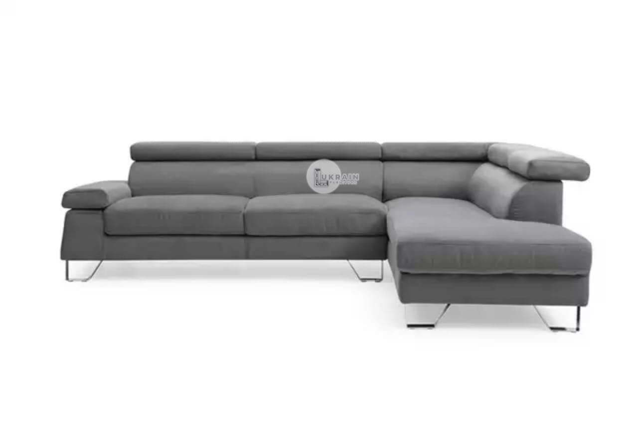 LUKRAIN Furniture L Shape Modern Design 3 Seater Sectional Sofa Set for Home & Office (Grey)