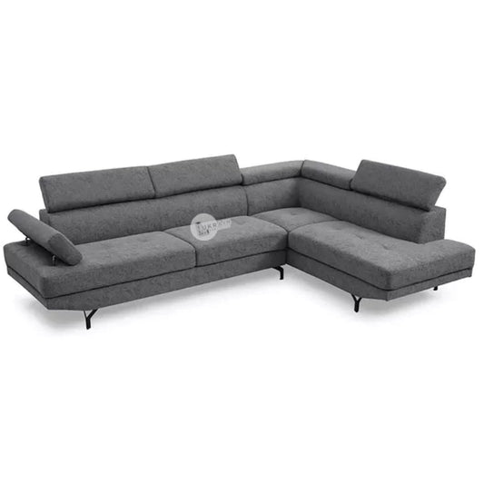 LUKRAIN Furniture L Shape Box Model 4 Seater Sofa Set for Living Room & Home Color - Grey