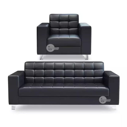 LUKRAIN Furniture 3+1+1 Modern Living Room Furniture (Black)