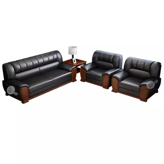 LUKRAIN Furniture Italian Leather Sectional in Caramel 5 Seater Sofa Set for Living Room & Home Color - Black