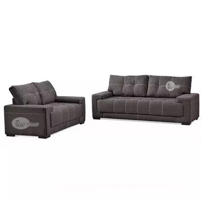 LUKRAIN Furniture Box Model 3 Seater Sofa Set with 2 Singal Seater for Living Room & Home Color - Grey