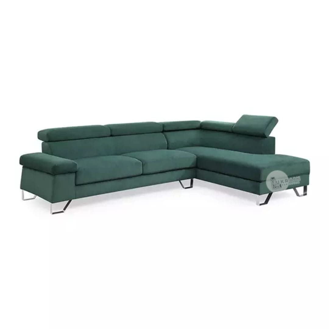 LUKRAIN Furniture L Shape Modern Design 3 Seater Sectional Sofa Set for Home & Office (Green)