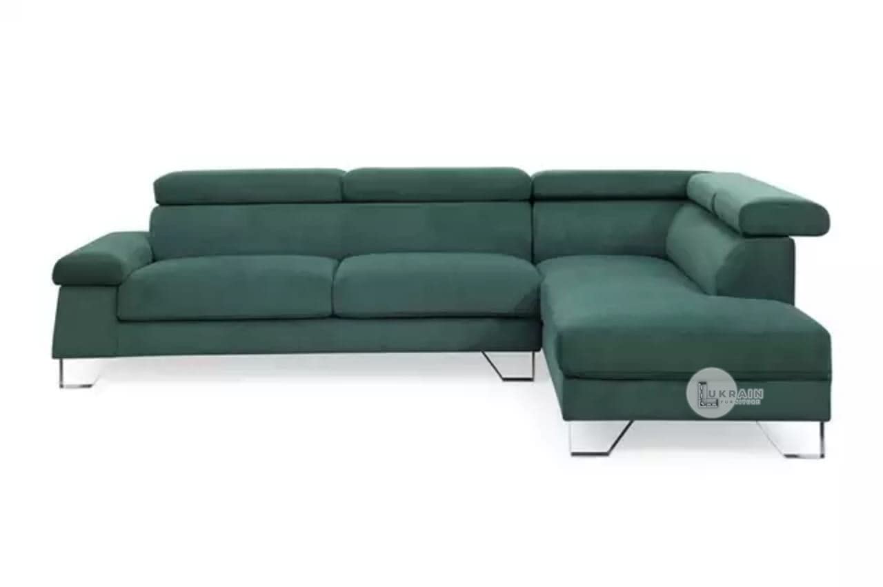 LUKRAIN Furniture L Shape Modern Design 3 Seater Sectional Sofa Set for Home & Office (Green)