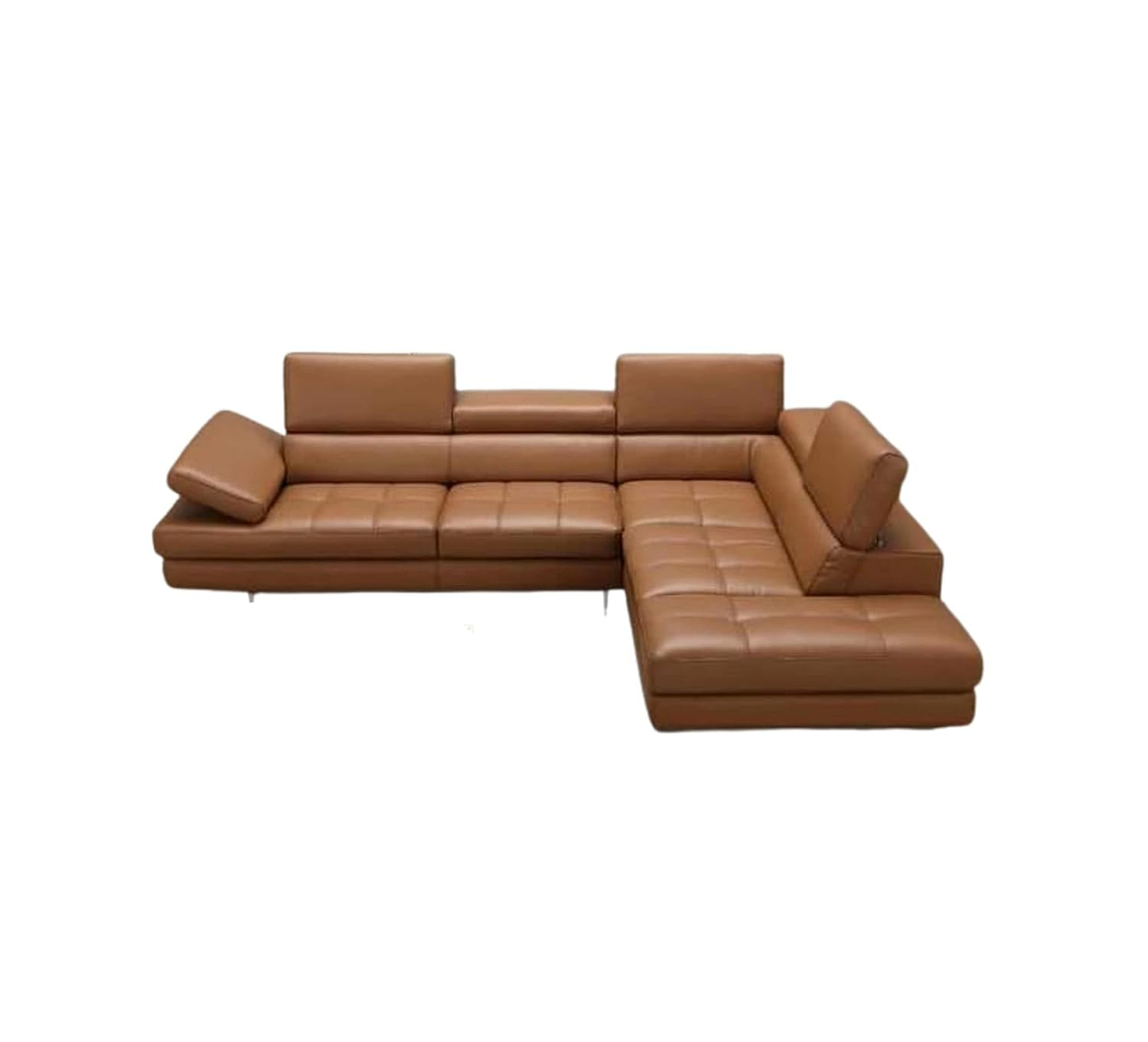 LUKRAIN Furniture Italian Leather Sectional in Caramel L Shape PU Leather 5 Seater Sofa Set for Living Room & Home Color - Brown