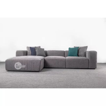 LUKRAIN Furniture L Shape Modern Design 3 Seater Sectional Sofa Set for Home & Office (Grey)