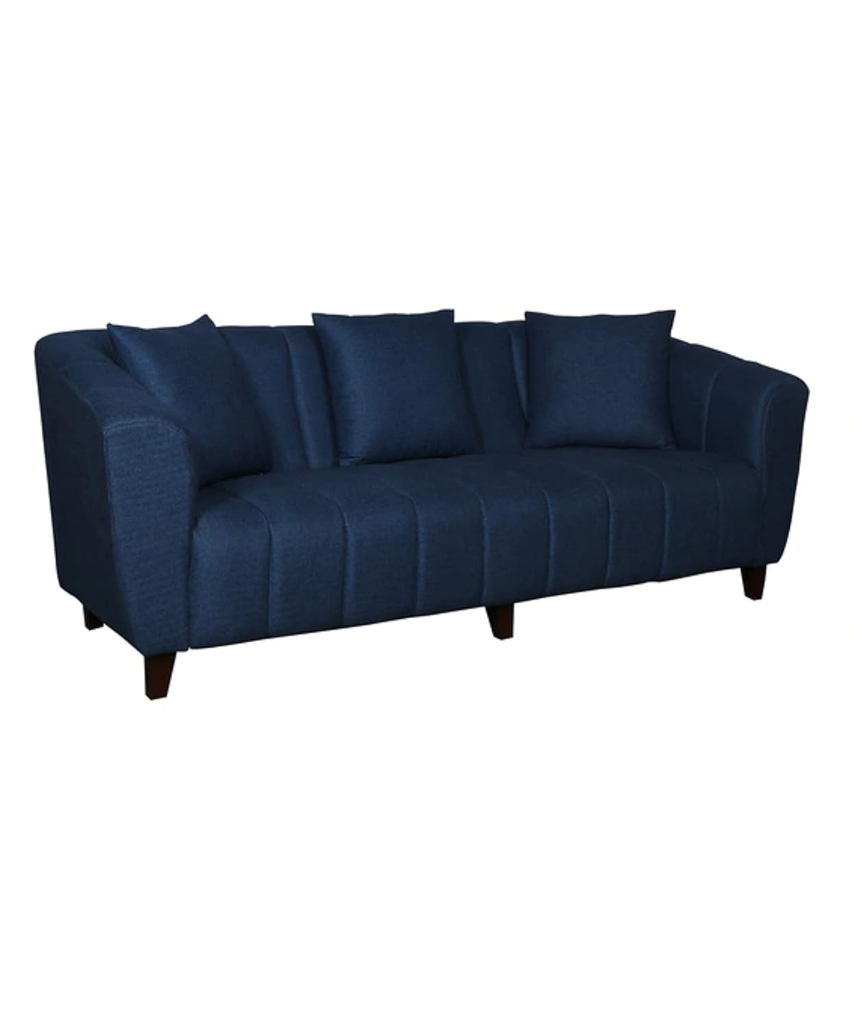 LUKRAIN Furniture Modern 3-Seater Sofa Couch with Soft Linen Fabric, Sturdy Wooden Frame and Comfortable Seating for Living Room & Home Office (Dark Blue Color)