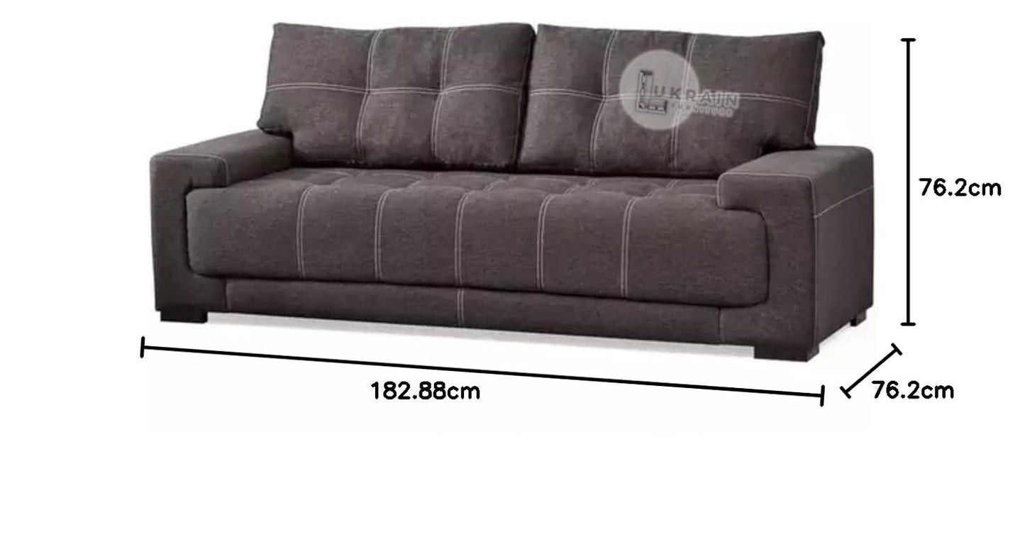 LUKRAIN Furniture Box Model 3 Seater Sofa Set with 2 Singal Seater for Living Room & Home Color - Grey