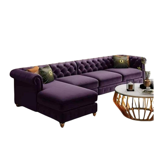 LUKRAIN Furniture 5 Seater Sofa Set for Living Room & Home Color - Violet