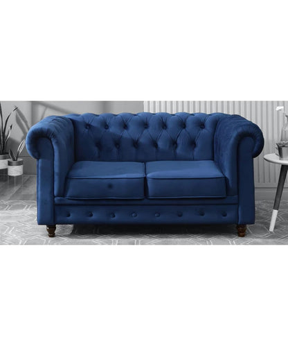 LUKRAIN Furniture Modern Velvet 2 Seater Sofa Couch with Soft Linen Fabric, Sturdy Wooden Frame and Comfortable Seating for Living Room & Home Office (Royal Blue Color)