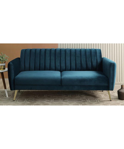 LUKRAIN Furniture Modern 3-Seater Sofa Couch with Soft Linen Fabric, Sturdy Wooden Frame and Comfortable Seating for Living Room & Home Office (Blue Color)