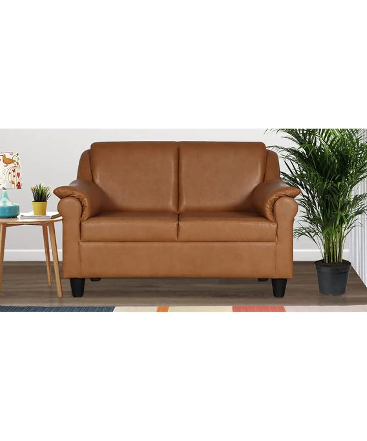 LUKRAIN Furniture Fabric PU Leather 2 Seater Sofa Set for Living Room | Home | Room & Office Color - Brown (Pack of 1)