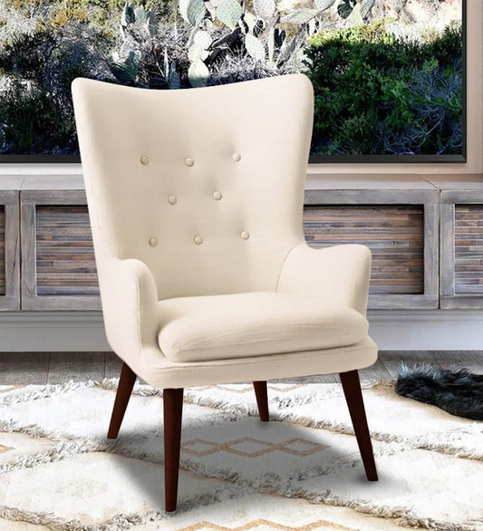 Charming Fabric Lounge Chair in Beige Colour