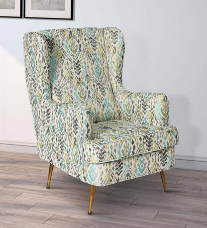 Lukrain Fabric Wing Chair In Multicolor