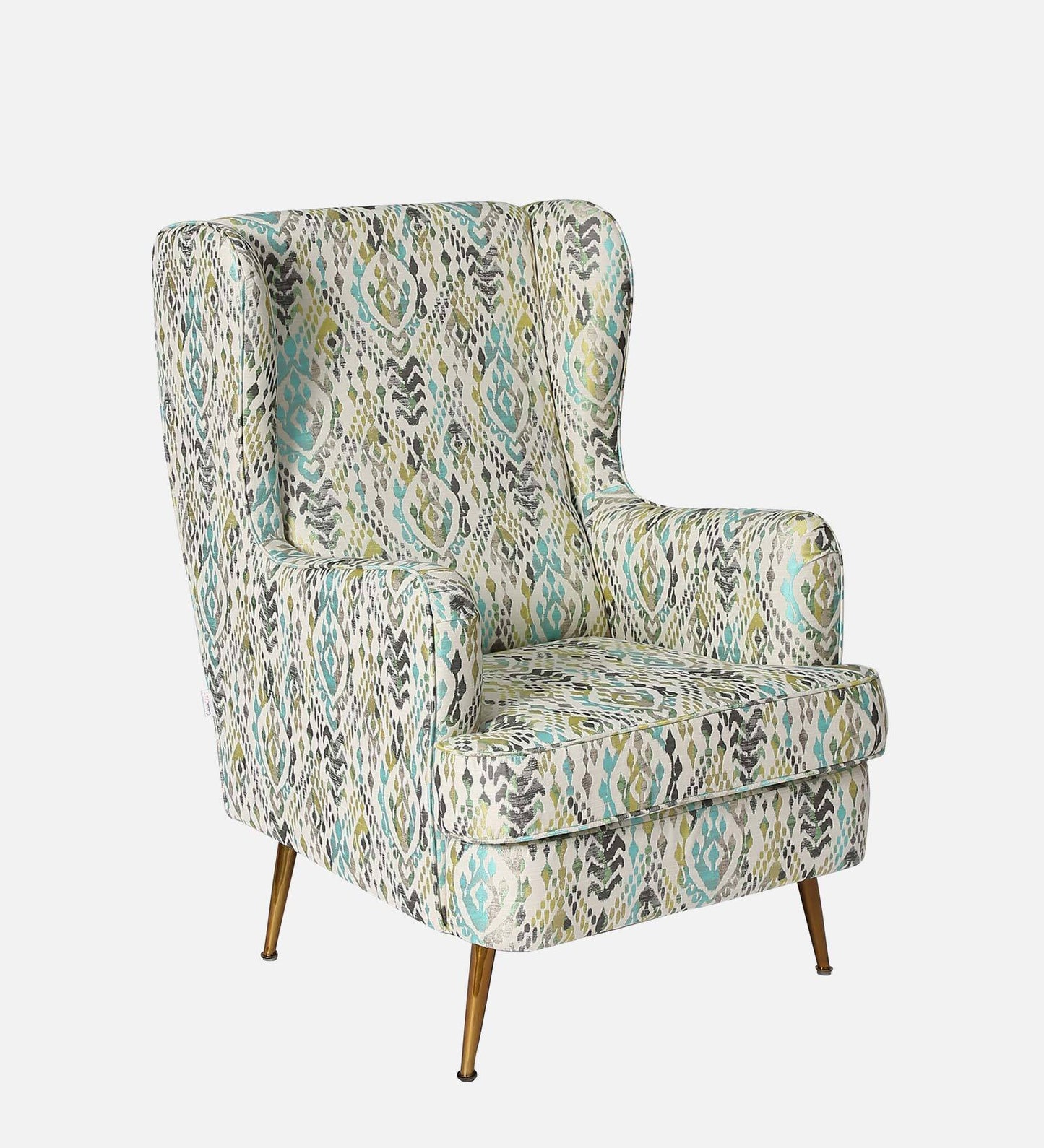 Lukrain Fabric Wing Chair In Multicolor