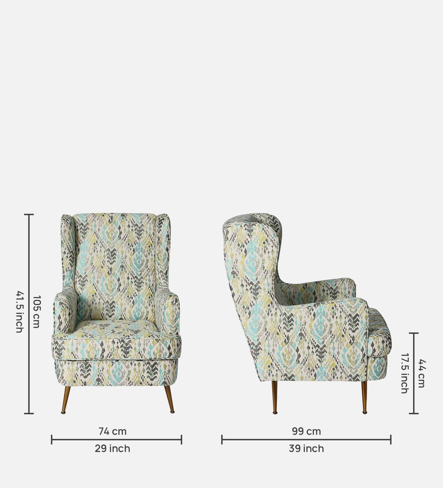 Lukrain Fabric Wing Chair In Multicolor