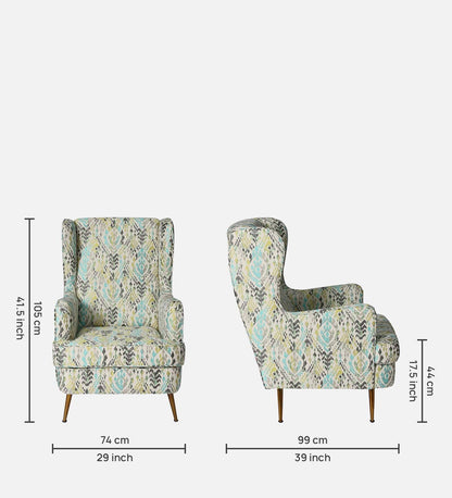 Lukrain Fabric Wing Chair In Multicolor