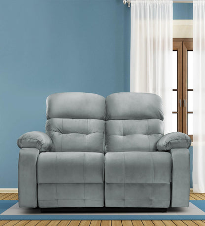 Lukrain Fabric Manual 2 Seater Recliner In Grey Colour