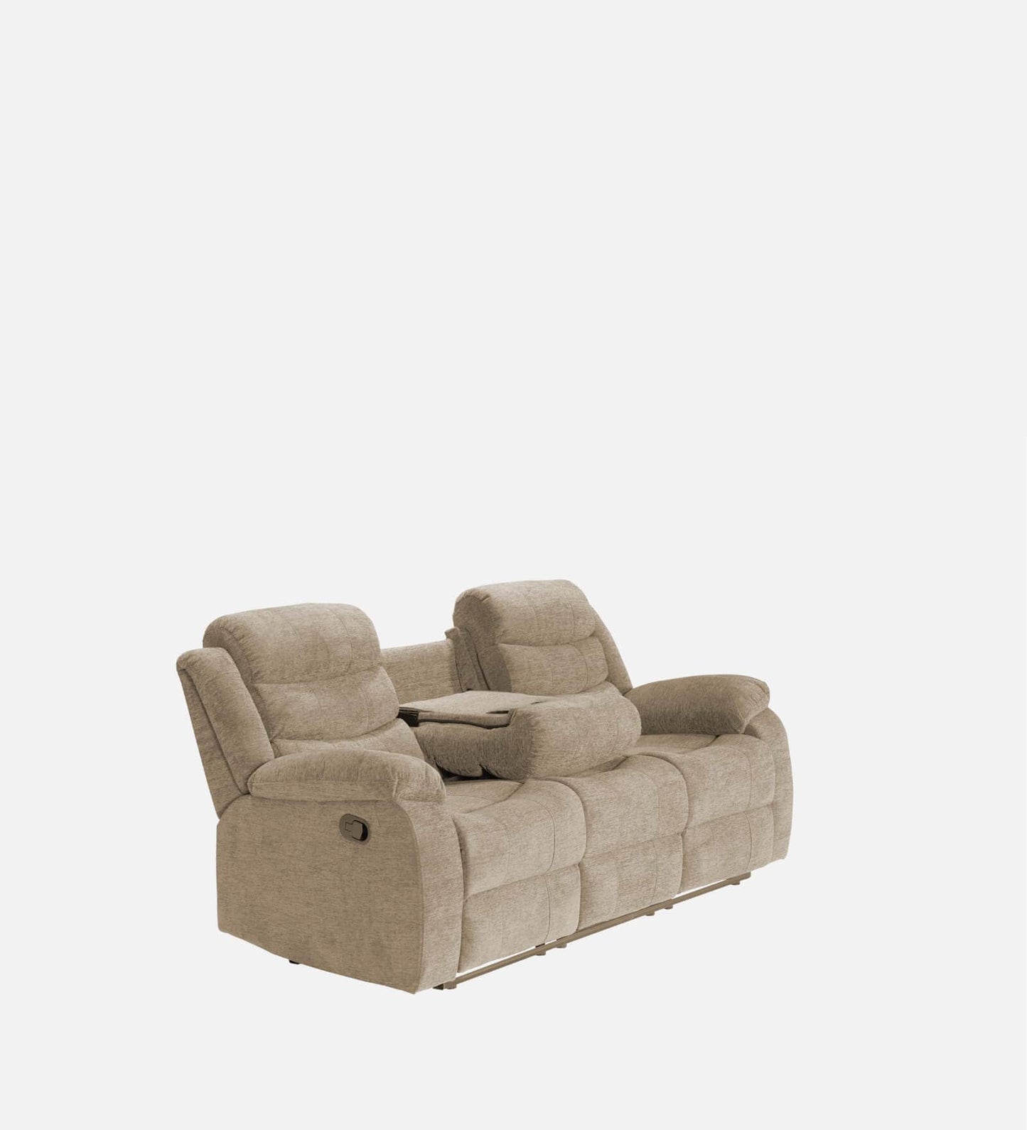 Lukrain Fabric 3 Seater Manual Recliner In Beige Color