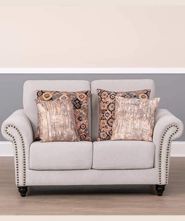 LUKRAIN Furniture Modern Velvet 2 Seater Sofa Couch with Soft Linen Fabric, Sturdy Wooden Frame and Comfortable Seating for Living Room & Home Office (Ivory Color)