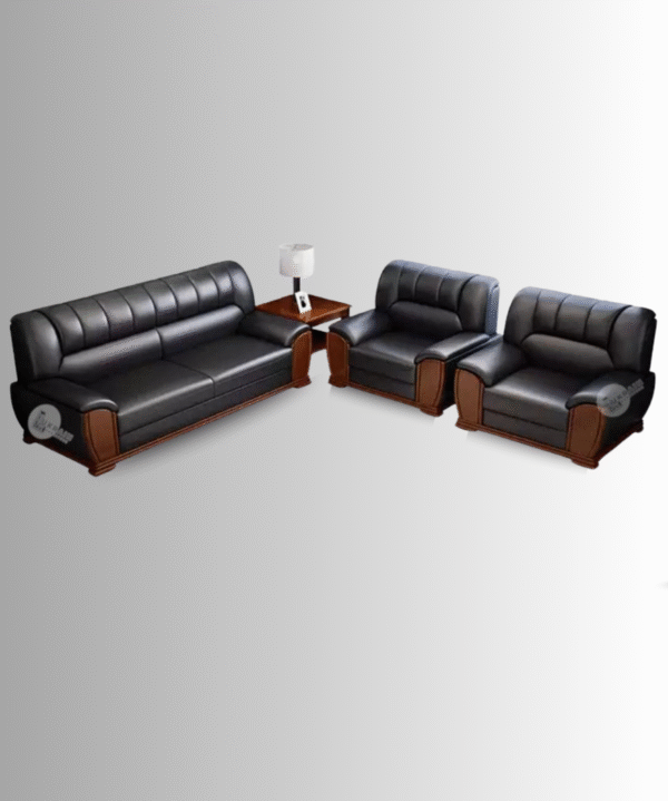 LUKRAIN Furniture Italian Leather Sectional in Caramel 5 Seater Sofa Set for Living Room & Home Color - Black