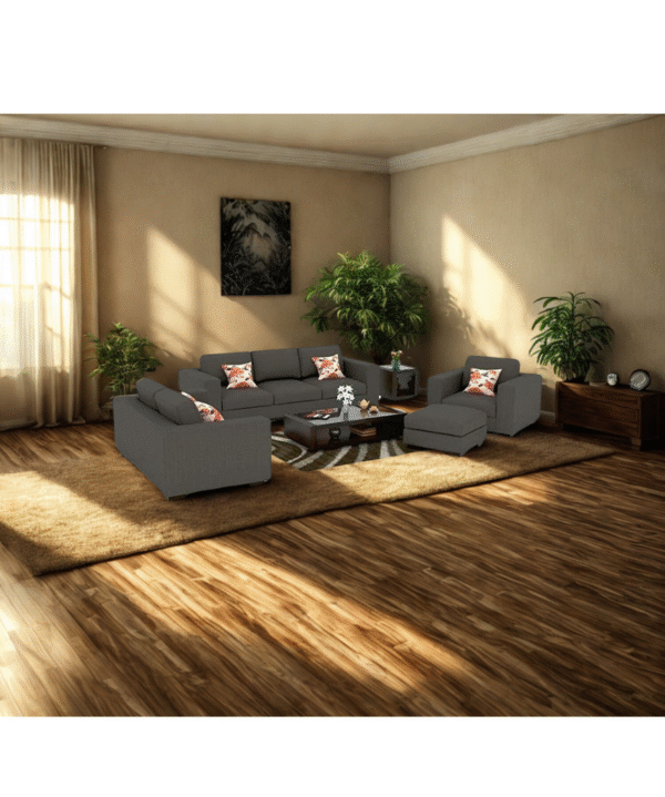 LUKRAIN Furniture 6 Seater Sofa Set with 5 Pillow for Living Room & Home Color - Grey