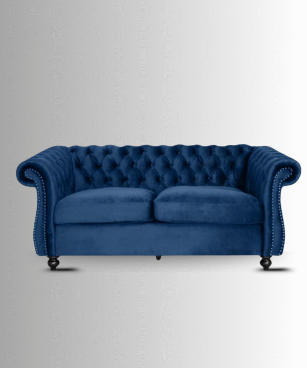 LUKRAIN Furniture Phenomenal 2 Seater Sofa Couch with Soft Linen Fabric, Sturdy Wooden Frame and Comfortable Seating for Living Room & Home Office (Blue Color)