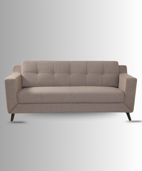 LUKRAIN Furniture Modern 3-Seater Sofa Couch with Soft Linen Fabric, Sturdy Wooden Frame and Comfortable Seating for Living Room & Home Office (Brown Color)