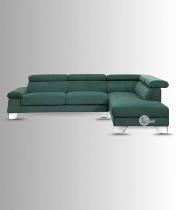 LUKRAIN Furniture L Shape Modern Design 3 Seater Sectional Sofa Set for Home & Office (Green)