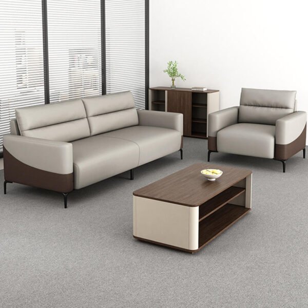Executive Office Cozy 5 Seater Sectional Modern Design Leather Upholstery Home Office Reception Furniture