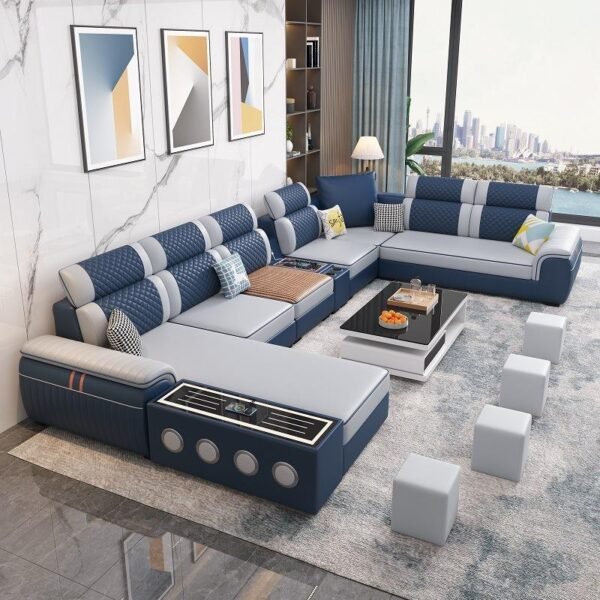 Large Corner Modern Multi-Functional Fabric Sofa Set Wood Frame for Living Room Detachable Reconfigurable Fits Layout Changes